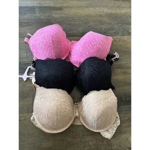 NWT Juicy Couture Bras 40D 3 Pack Pink Black Tan Lace